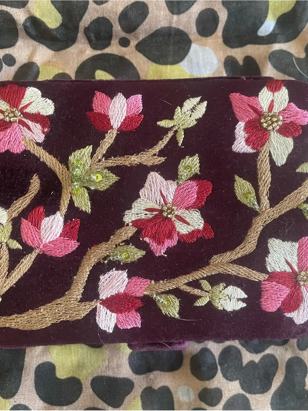 Velvet Jewelry Organizer Case in Deep Burgundy